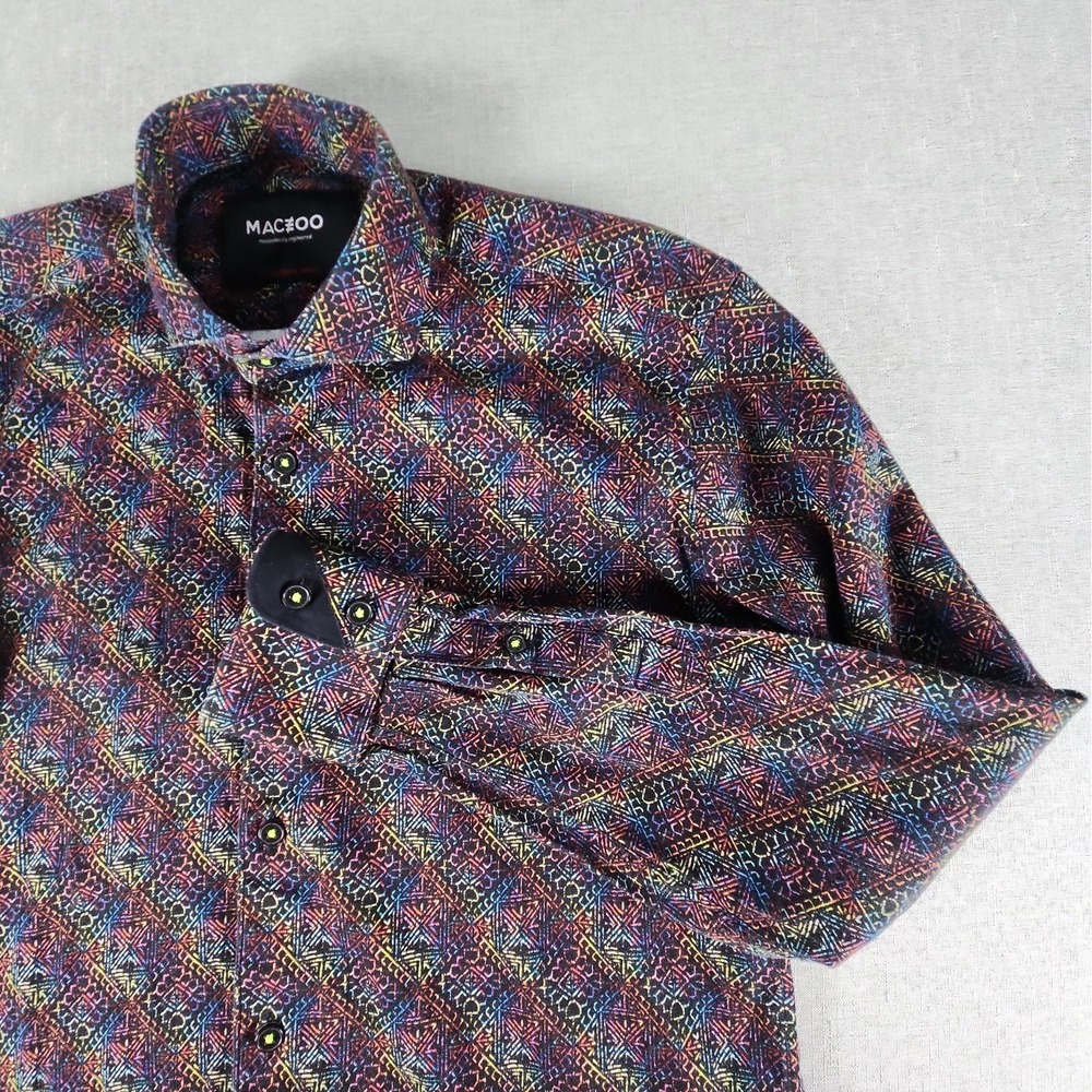 Maceoo Einstein Diamonds Medallion Shirt Mens 2 Small Multi Geometric Button Up